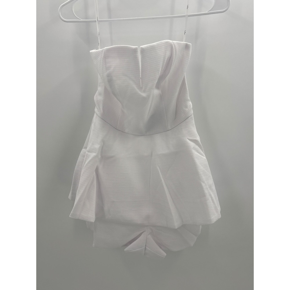 Lulus Where you are White Strapless Peplum Romper Notched Sweetheart Bridal XS - Picture 5 of 9